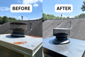 Before After chimney cap replacement Installation
