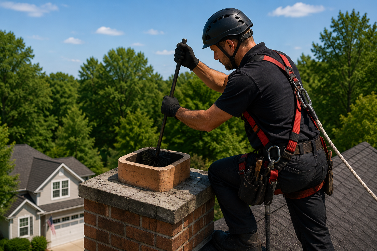 Professional chimney cleaning and fireplace inspection